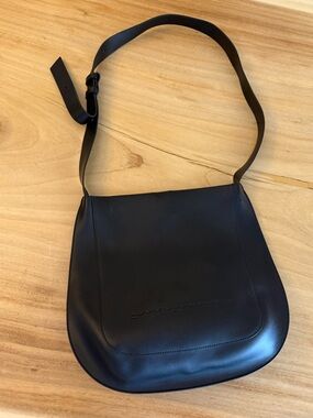 Adolfo Dominguez Black Leather Crossbody Tote